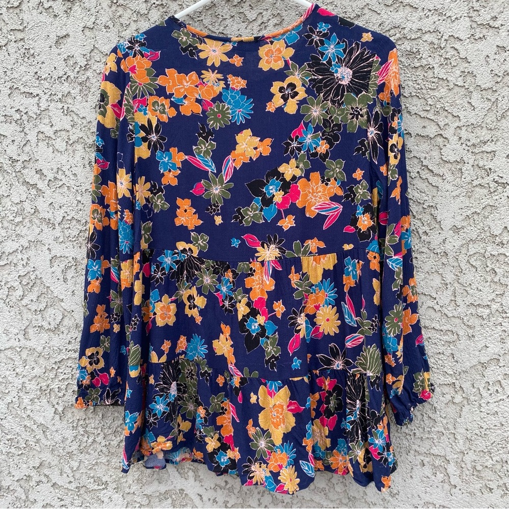 RACHEL ZOE Floral Peasant Blouse With Neck Tie - Picture 5 of 10